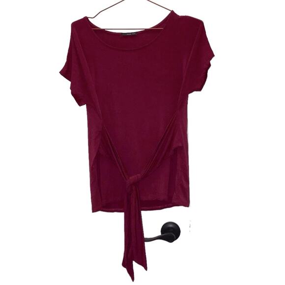 West Kei wine colored blouse size Small front tie top - Picture 1 of 4